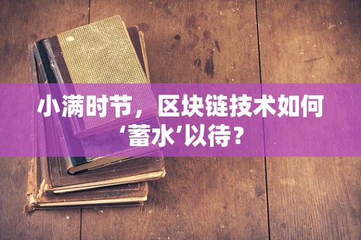 小满时节，区块链技术如何‘蓄水’以待？