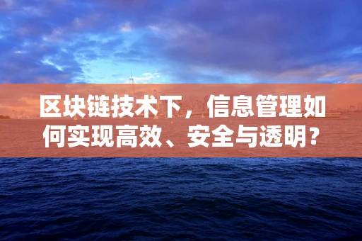 区块链技术下，信息管理如何实现高效、安全与透明？